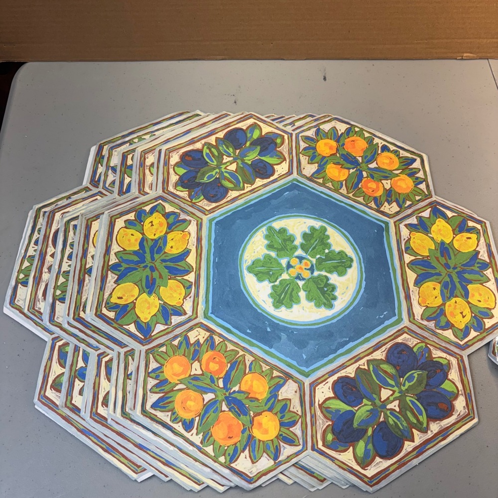20 Vintage Isabelle de Borchgrave Party Paper Placemats Cottage Citrus Fruit